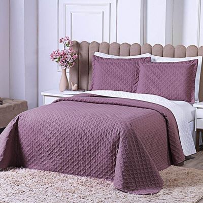 Cobre Leito Queen Milão Dupla Face Micropercal 200 Fios 3 Peças - Rose Cassis