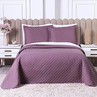 Cobre Leito Queen Milão Dupla Face Micropercal 200 Fios 3 Peças - Rose Cassis
