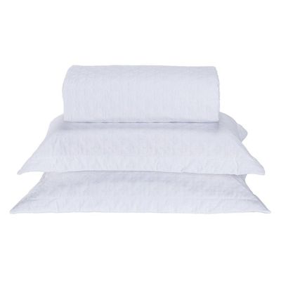 Cobre Leito Casal Padrão Milão Dupla Face Micropercal 200 Fios 3 Peças - Branco