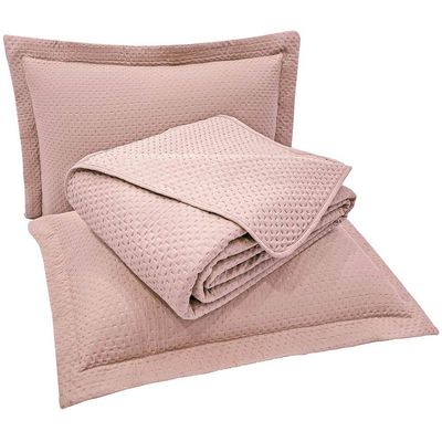 Kit Cobre Leito Colcha Jade Casal 3 Peças Percal 300 Fios Clássico - Rose - 100% Poliéster