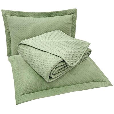 Kit Cobre Leito Colcha Jade King 3 Peças Percal 300 Fios Clássico - Verde - 100% Poliéster