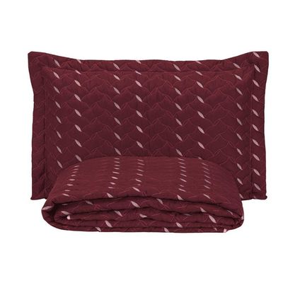 Cobre Leito Solteiro Heitor Bordado Hipercal 400 Fios 2 Peças - Vermelho Marsala