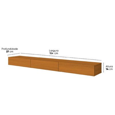 Rack Suspenso Para Painel Ou Tv Até 75 Polegadas 3 Portas 1,54m Egeo Edn Madeirado