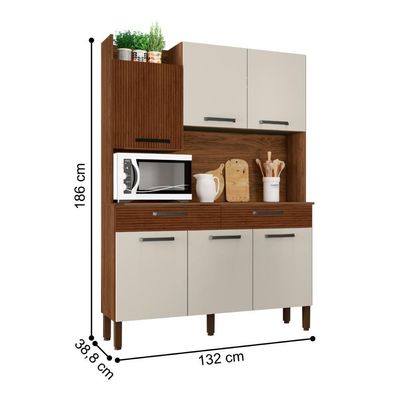 Armário De Cozinha Com 2 Gavetas Siena Ripado Off White