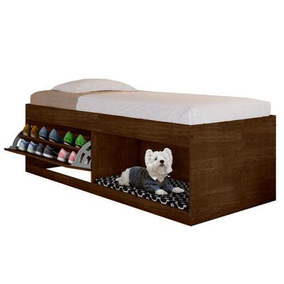 Box Solteiro 2 Prateleiras Flórida Com Kit Pet Malbec