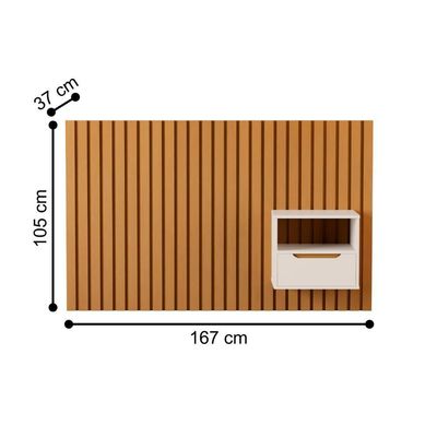 Cabeceira Para Cama Solteiro Com 1 Mesa Foggia Nature Pérola