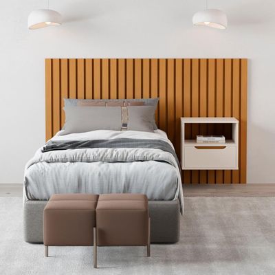 Cabeceira Para Cama Solteiro Com 1 Mesa Foggia Nature Pérola