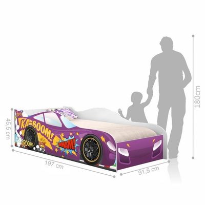 Cama Carro Kaboom Roxo Solteiro Com Colchão