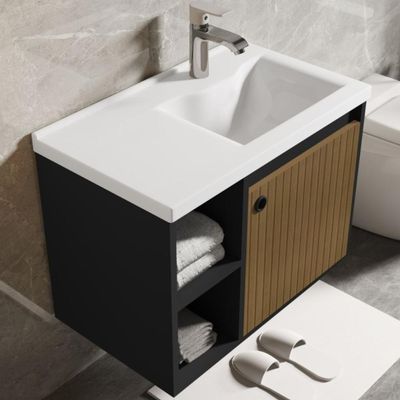 Conjunto Gabinete Com Cuba E Espelheira Juárez Preto/ripado