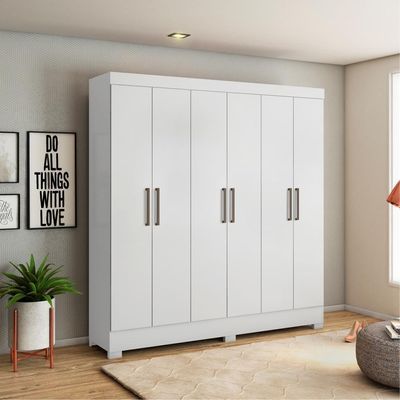 Conjunto Cabeceira E Guarda Roupa Casal Ferrara Branco