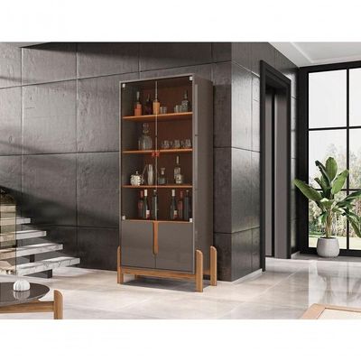Conjunto Sala De Estar Completo Seville Cinza Pérola Cedro