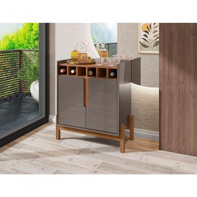 Conjunto Sala De Estar Completo Seville Cinza Pérola Cedro