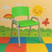 Kit 12 Cadeiras Infantil Iso Escola Base Cinza Verde Claro