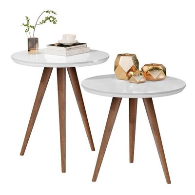Kit Mesa De Apoio E Lateral Sofá E Sala Visita Branco