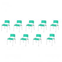 Kit 9 Cadeiras Infantil Iso Escola Base Branco Verde água