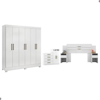 Conjunto Quarto De Casal Completo Ferrara Branco