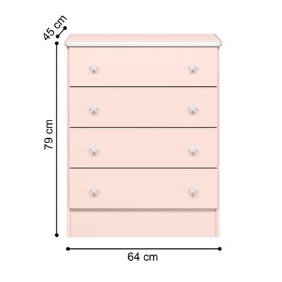 Gaveteiro Com 4 Gavetas Dólar Rosa Acetinado