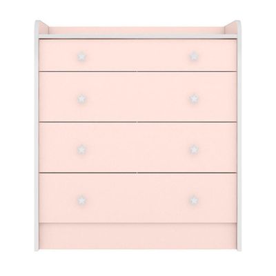 Gaveteiro Infantil Com 4 Gavetas Bari Rosa Acetinado