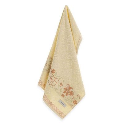 Toalha De Rosto Yuna Karsten Fio Cardado Vanilla/salmão