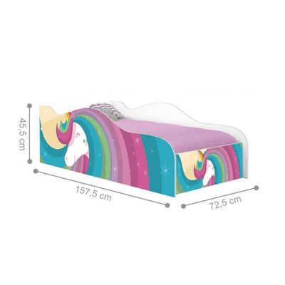 Mini Cama Fun Unicórnio Arco íris Infantil Com Colchão