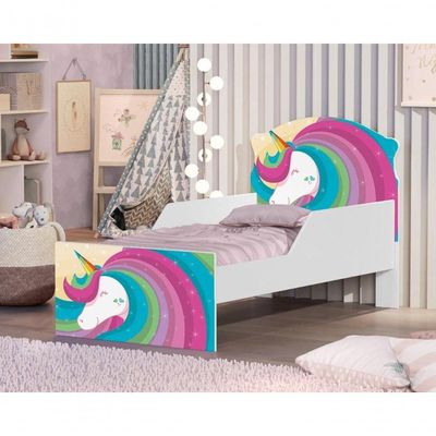 Mini Cama Unicórnio Arco íris Com Colchão