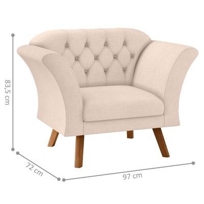 Poltrona Decorativa Roseira Linha Bege
