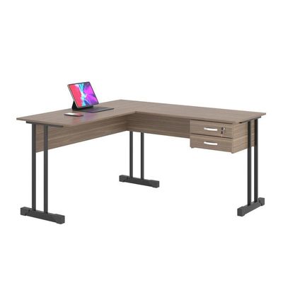 Mesa De Computador Em L Com Gaveta Lima Affara Preto