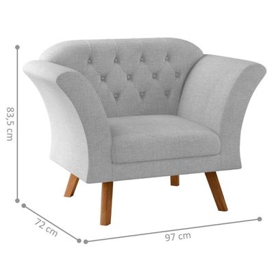 Poltrona Decorativa Roseira Linha Cinza