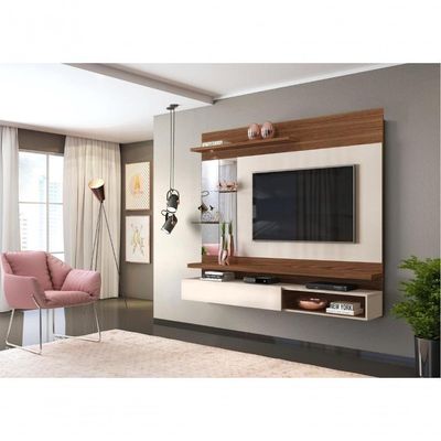 Painel Para Tv Akira Com Led Caiena Creme