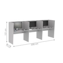 Guiche Office 3 Lugares Irlanda Cinza