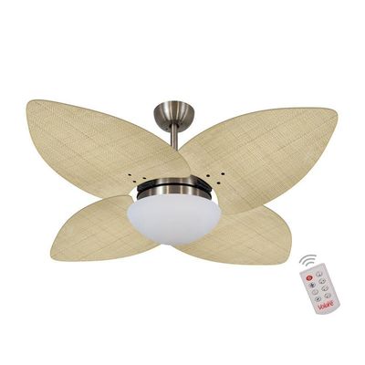 Ventilador De Teto Dormamu Bronze 4 Pás Palmae Natural 110V Com Controle