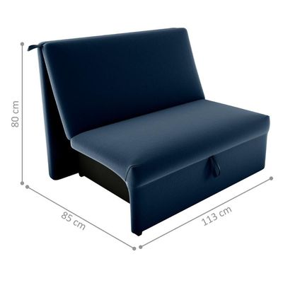 Sofá Cama Para Descanso Alice Veludo Azul