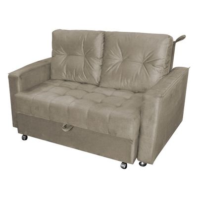 Sofá Cama 2 Lugares Duleek Veludo Capuccino