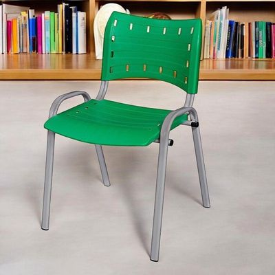 Cadeira Iso Base Cinza, Igreja, Escola, Escritório - Verde Kit 9 Peças