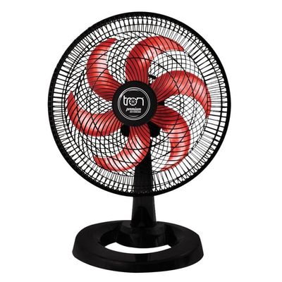 Ventilador Mesa Lorena Preto Oscilante 110V Pás Vermelha