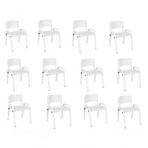 Kit 12 Cadeiras Infantil Iso, Escola, Base Branco-branco