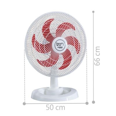 Ventilador Mesa Lorena Branco Oscilante 110V Pás Vermelha