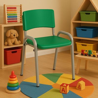Kit 11 Cadeiras Infantil Iso, Escola, Base Cinza-verde Escuro