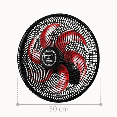 Ventilador Parede Lorena Preto Oscilante 110V Pás Vermelho