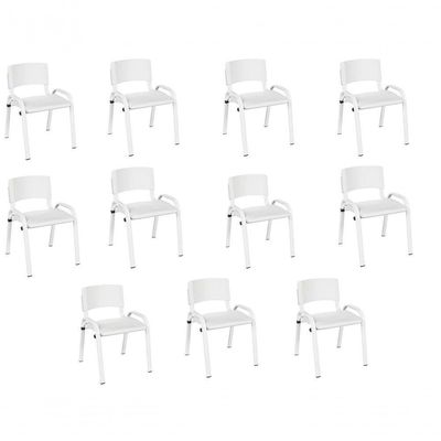 Kit 11 Cadeiras Infantil Iso, Escola, Base Branco-branco