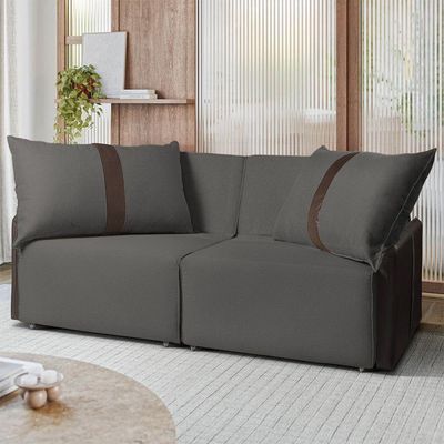 Sofá Para Sala Reclinavel Estofado Doux 200cm Veludo Chumbo