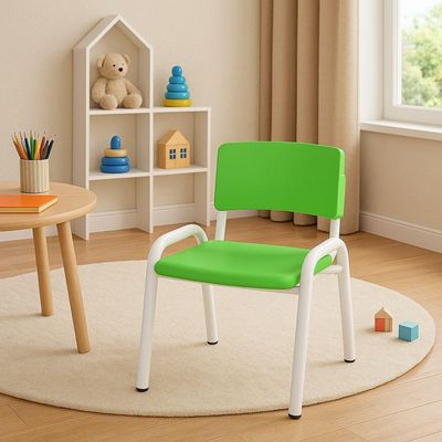 Kit 9 Cadeiras Infantil Iso, Escola, Base Branco- Verde Claro