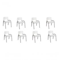 Kit 8 Cadeiras Infantil Iso, Escola, Base Cinza-branco