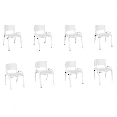 Kit 8 Cadeiras Infantil Iso, Escola, Base Branco-branco