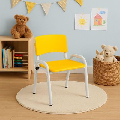 Kit 11 Cadeiras Infantil Iso, Escola, Base Branco- Amarelo