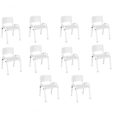 Kit 10 Cadeiras Infantil Iso, Escola, Base Branco-branco