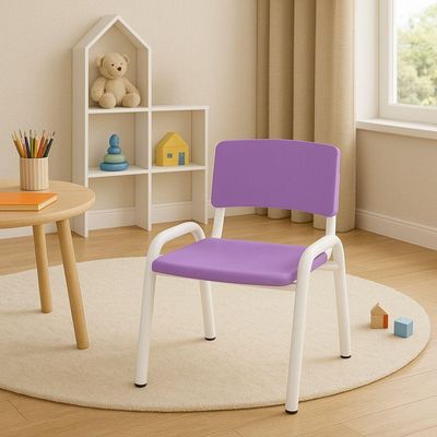Kit 7 Cadeiras Infantil Iso, Escola, Base Branco- Lilas