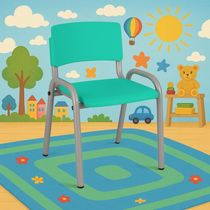 Kit 10 Cadeiras Infantil Iso, Escola, Base Cinza-verde água