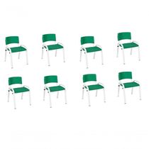 Kit 8 Cadeiras Infantil Iso, Escola, Base Branco- Verde Escuro