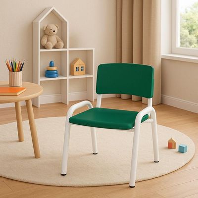 Kit 8 Cadeiras Infantil Iso, Escola, Base Branco- Verde Escuro